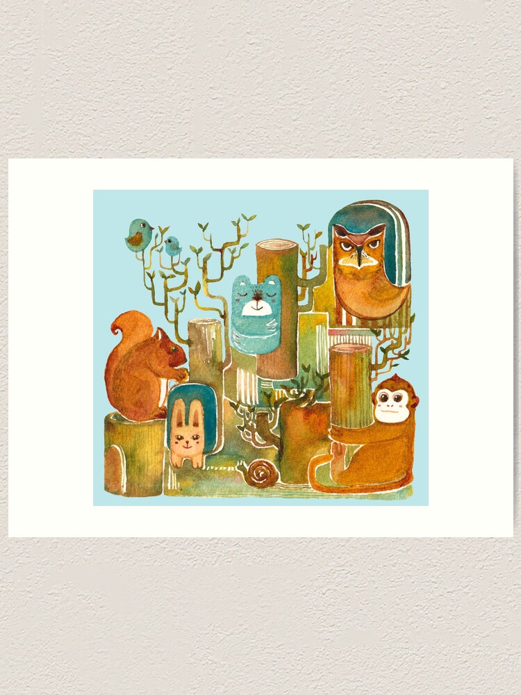 Alternate view of Animals in the Wood Art Print