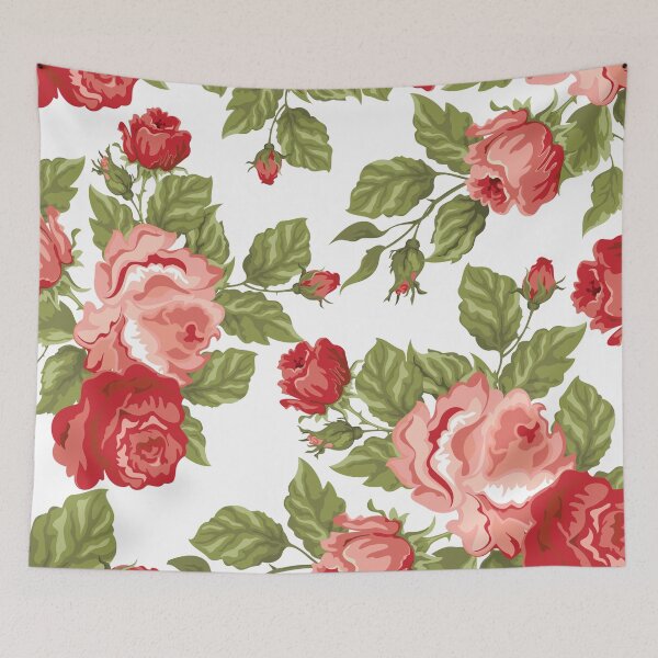 Item preview, Vintage Rose Flower And Leaves Pattern On White designed and sold by GraphicsClub.