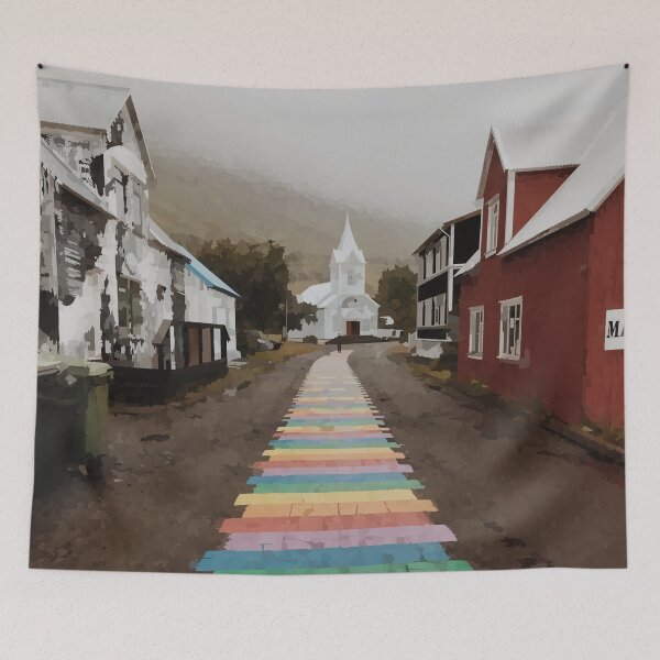 Item preview, Colorful Icelandic Village Path - Watercolour style designed and sold by WWWC2288.