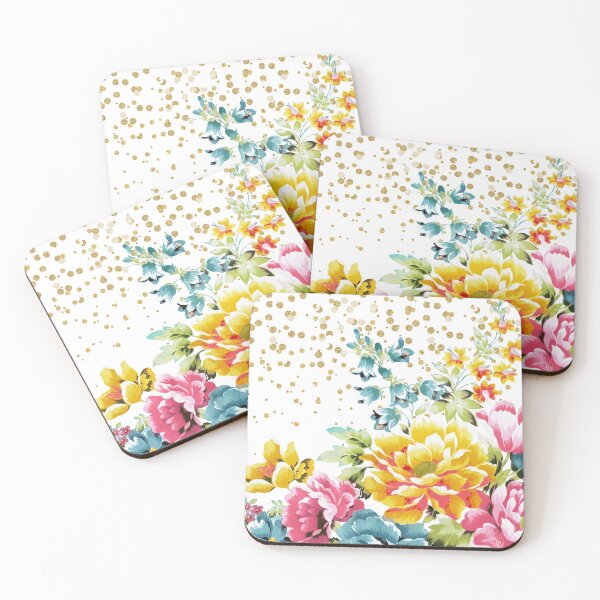 Item preview, watercolor floral paint and gold confetti design designed and sold by InovArtS.