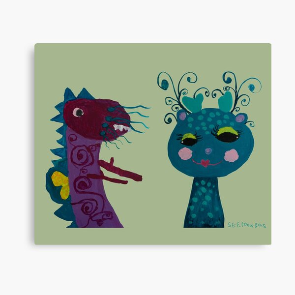 puppy love : deer and dragon the lover Canvas Print
