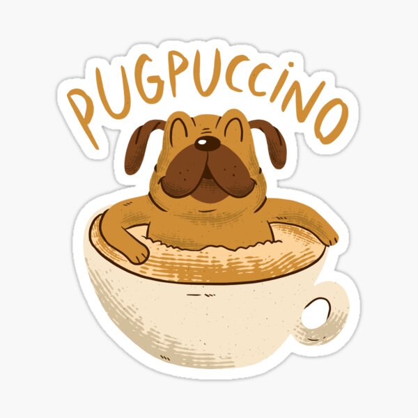 Pugpuccino coffee dog Sticker