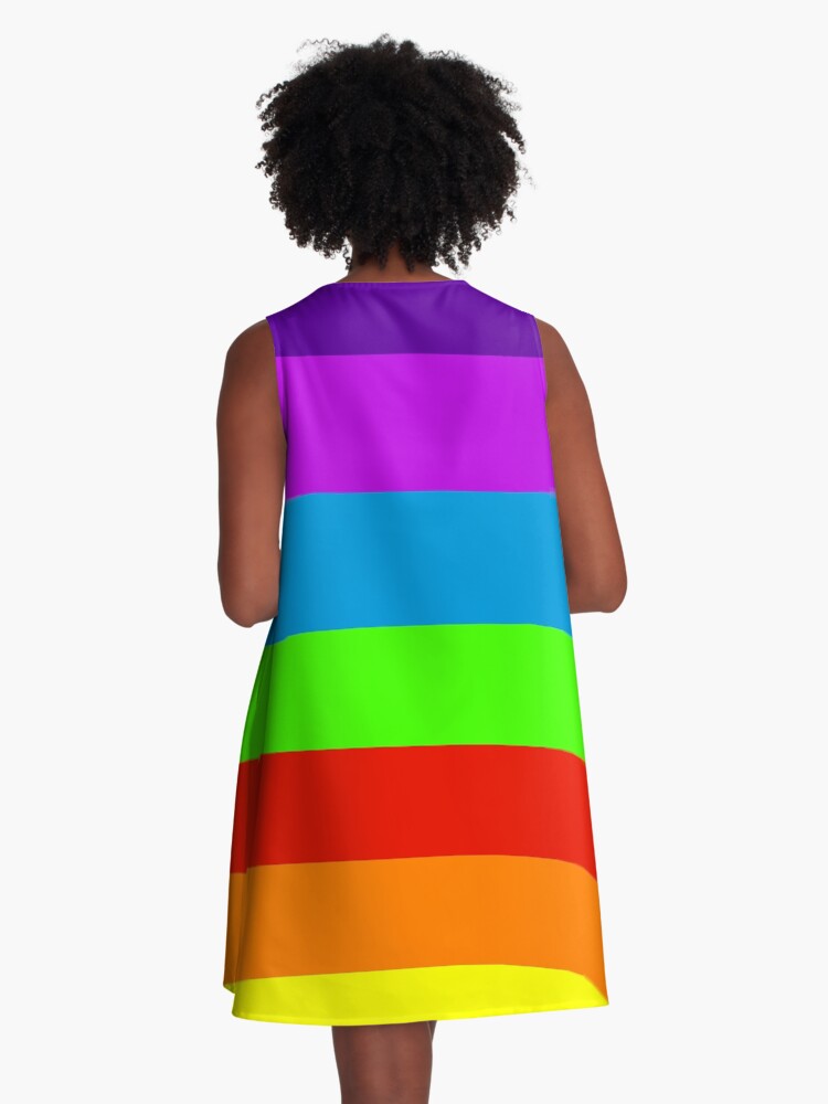 PLAIN SOLID NEON FLUORESCENT RAINBOW STRIPES COLORS A-Line