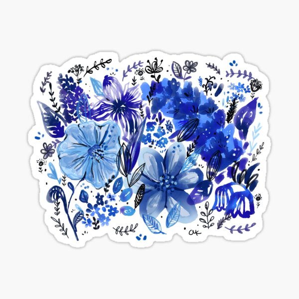 Blue Flowers galore Sticker