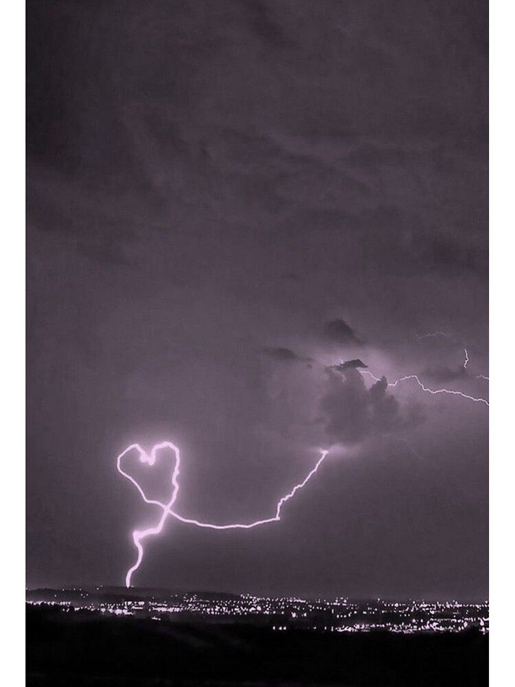 Heart lightning from the sky - night love photo