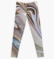 kühles abstraktes neutrales schokoladenbraunes Tan wirbelt Muster Leggings