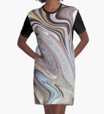 cool Abstract neutral Chocolate brown tan swirls pattern Graphic T-Shirt Dress
