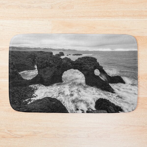 Item preview, Gatklettur Iceland Black And White Seascape designed and sold by Catherine Reading.