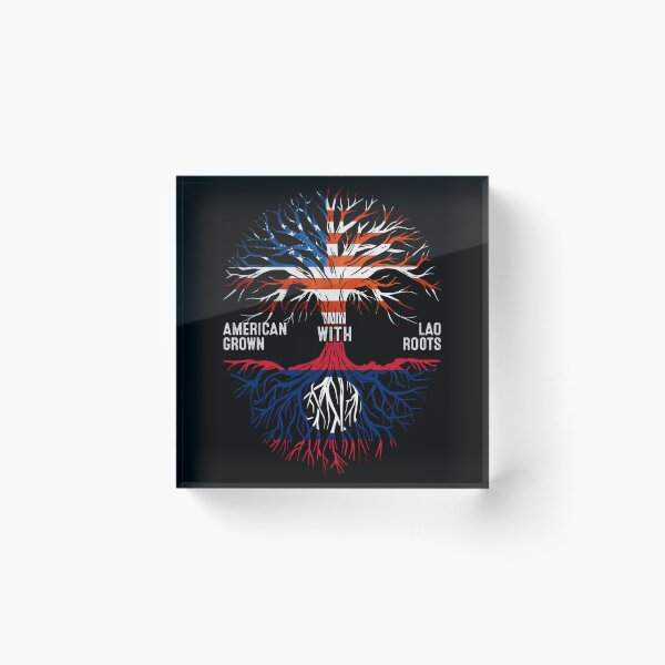 Item preview, American Grown With Lao Roots Tree Laos Flag designed and sold by MoHaCo.