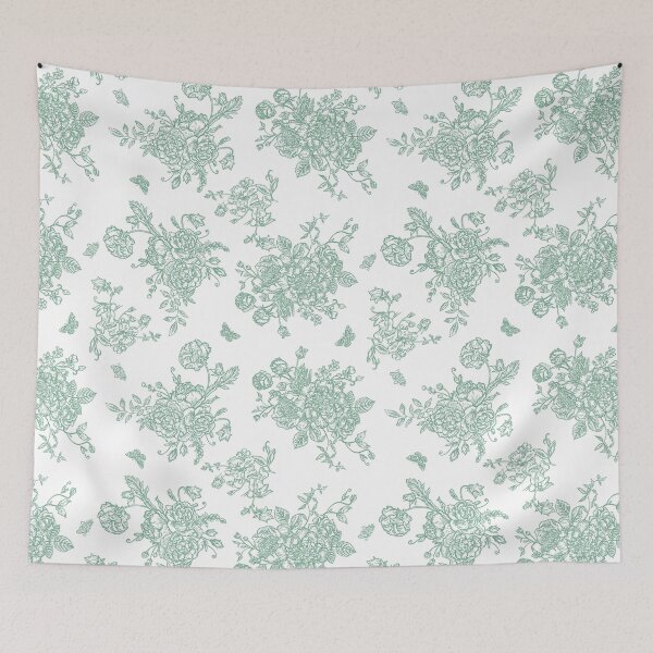 Item preview, Vintage Floral Pattern in Chinese Porcelain Style (Green, White) designed and sold by ‧͙⁺˚*･༓☾ Moon Saikia ☽༓･*˚⁺‧͙.
