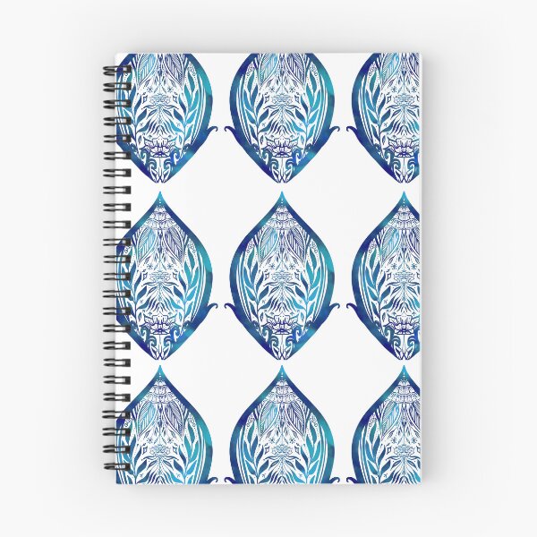 Item preview, Blue motif aquamarine peacock pattern floral watercolor teardrop designed and sold by ShevaunStonem.