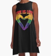 Love Is Love Rainbow T Shirt Gay Lesbian Pride T Shirt LGBT Gift A-Line Dress