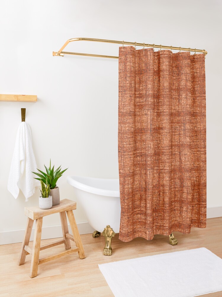 Alternate view of Textured Tweed - Rust Orange Shower Curtain