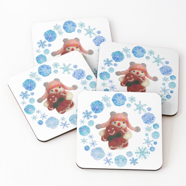 Item preview, Snowman Christmas Snowflake cute pattern with a gingerbread cookie designed and sold by HappyVibesAlert.