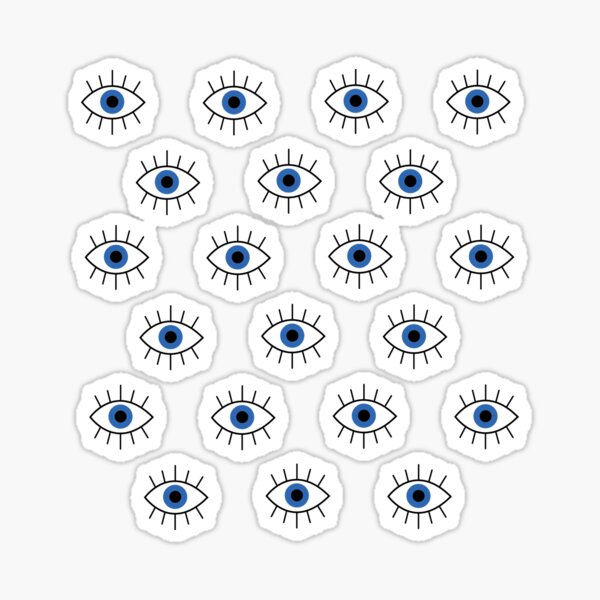 154 Black Evil Eye Stickers - Half inch evil eye stickers. Approx.  4.5x6.5 Sticker Sheet. Made in USA.