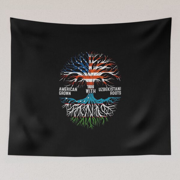 Item preview, American Grown With Uzbekistani Roots Tree Uzbekistan Flag designed and sold by MoHaCo.