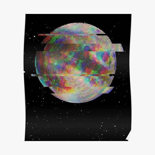 Glitched Moon Poster