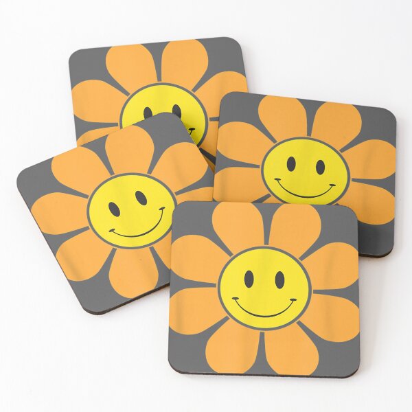 Item preview, Orange 70s Retro Flower with a Yellow Smiling Face Summer designed and sold by noqidyz.