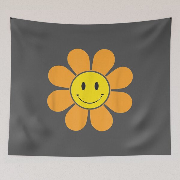 Item preview, Orange 70s Retro Flower with a Yellow Smiling Face Summer designed and sold by noqidyz.