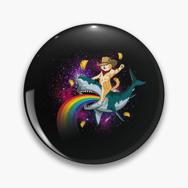 Item preview, Western Cowboy Cat Riding A Shark In Taco Space Rainbow designed and sold by sdfsdferr.