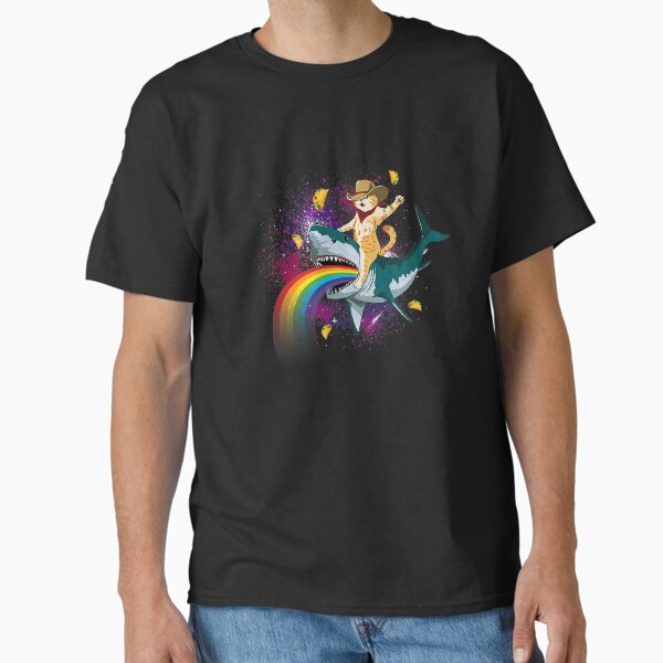 Item preview, Western Cowboy Cat Riding A Shark In Taco Space Rainbow  designed and sold by sdfsdferr.