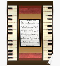 Piano keys with sheet music by Kristie Hubler Poster
