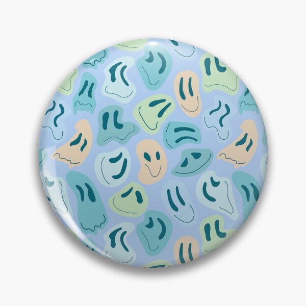 Item preview, Trippy Psychedelic Melting Smiley All Over Pattern Blue designed and sold by everything4eva.