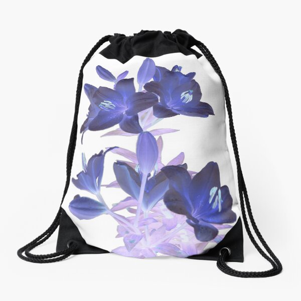 Lilies on a White Background Drawstring Bag