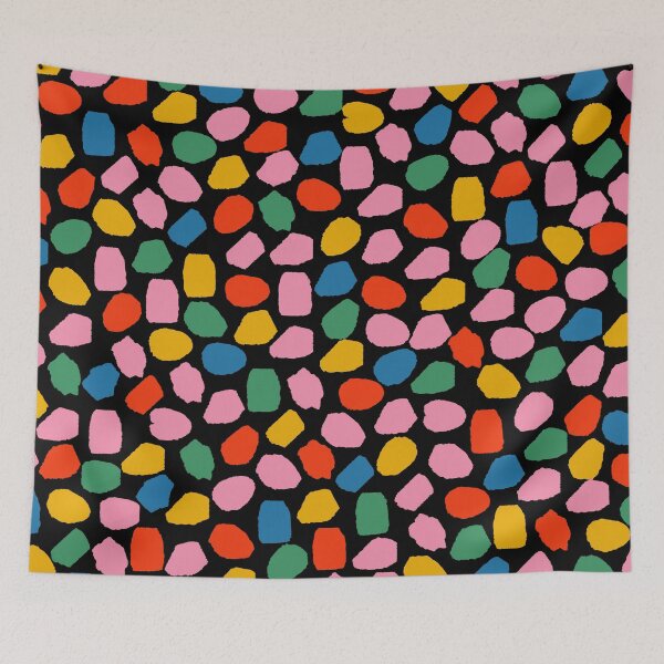 Item preview, Ink Dot Colourful Mosaic Pattern in Rainbow Pop Colours on Black designed and sold by kierkegaard.