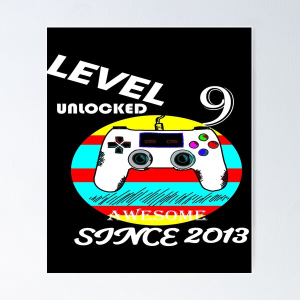Item preview, Nine 9yr BDay Son Boy Funny Gamer 9th 9 Years Old Birthday T-Shirt - Level 9 unlocked awesome since 2013 designed and sold by RCDMstore.