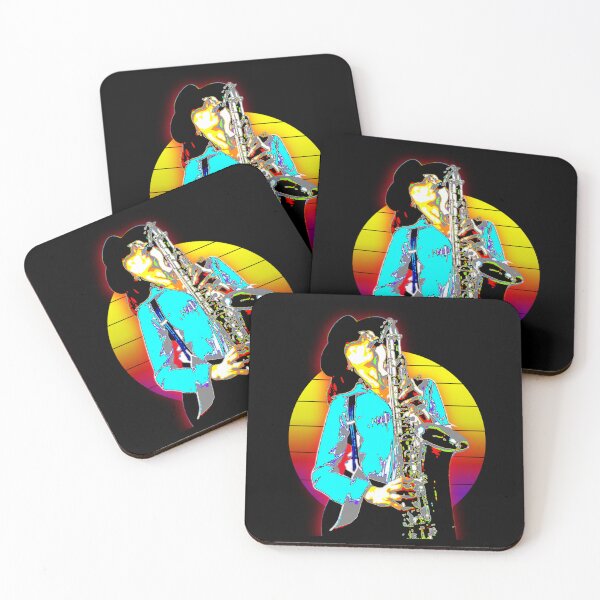 Item preview, Glowing Female Saxophonist Playing Soulful Music with retro sunset design.   designed and sold by HellenGrasson.