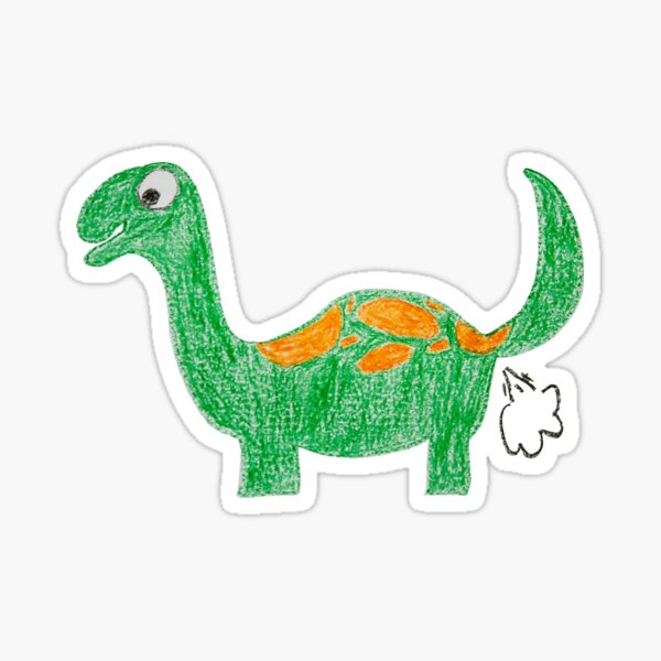 Cartoon Dinosaur Fart - in Crayon Sticker