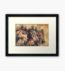 Pferde künstlerische Aquarellmalerei dekorativ Gerahmtes Wandbild