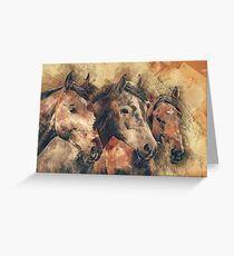 Horses Artistic Watercolor Painting Decorative Greeting Card