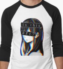 IS THIS ART? SAD JAPANESE AESTHETIC (White border) Men's Baseball ¾ T-Shirt