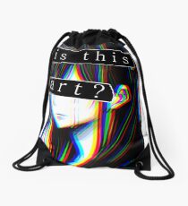 IS THIS ART? SAD JAPANESE AESTHETIC (White border) Drawstring Bag