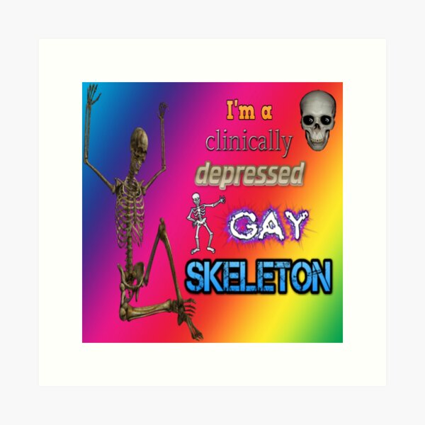 Depressed Gay Skeleton Pride Art Print
