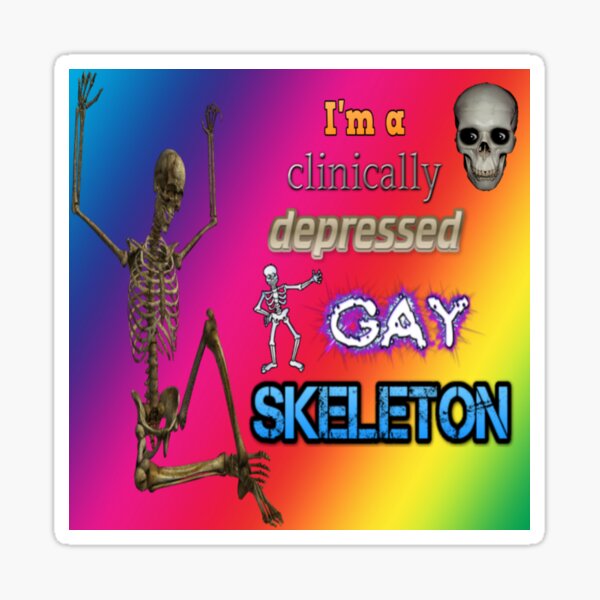 Depressed Gay Skeleton Pride Sticker