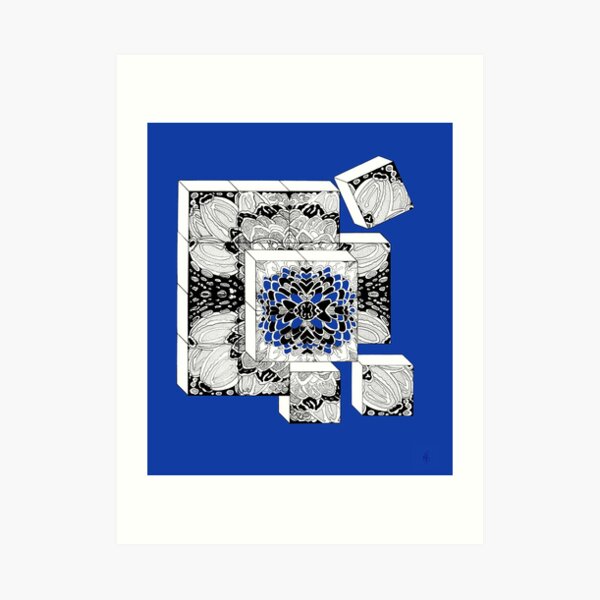 The cubes in royal blue - dices in royal blue Art Print