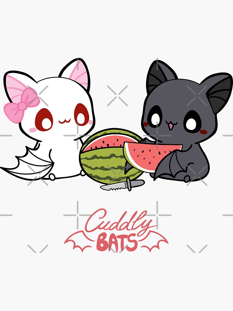 "Cute bats eating watermelon" Sticker for Sale by CuddlyBats Redbubble