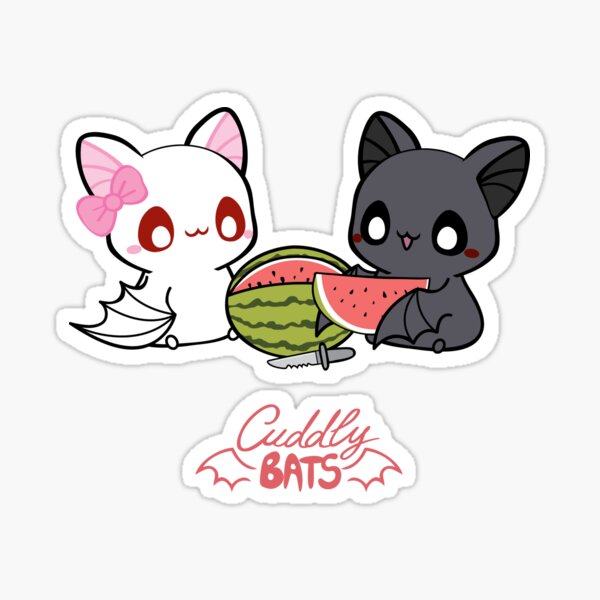 "Cute bats eating watermelon" Sticker for Sale by CuddlyBats Redbubble