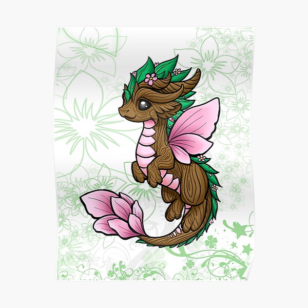 Flower Dragon Elemental Poster