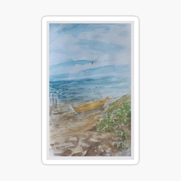 Watercolour summer shoreline Sticker