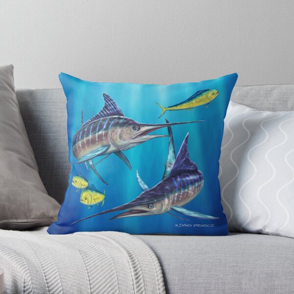 Double Trouble - Striped Marlin Throw Pillow