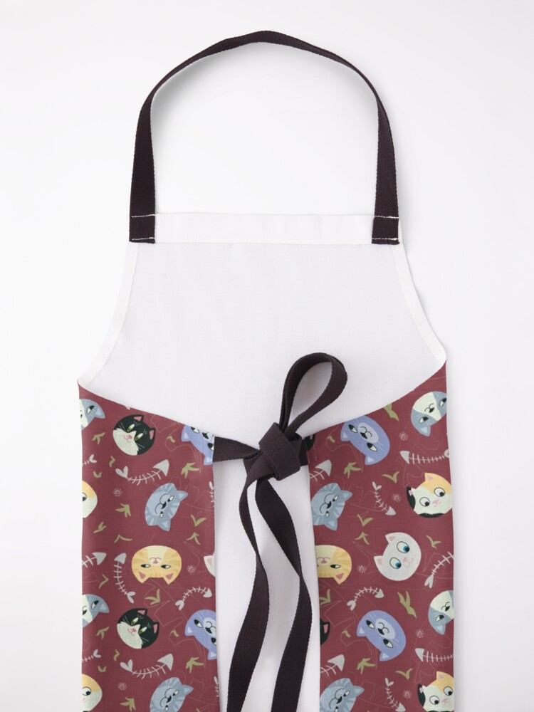 Apron, Cute cat face surface pattern designed and sold by LeahIngledew