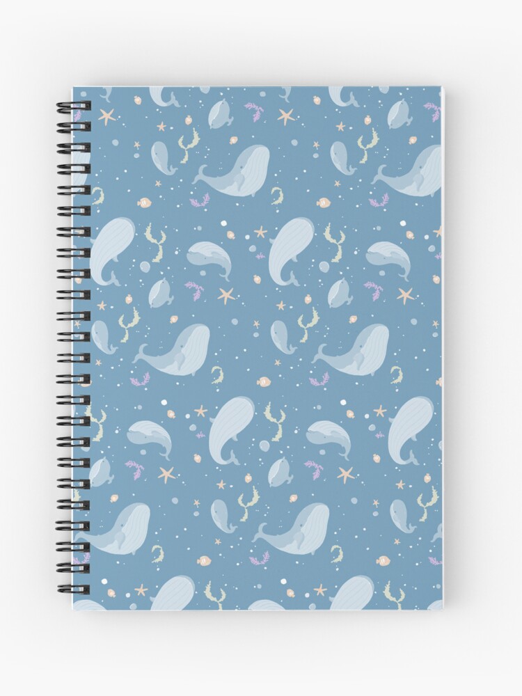 Spiral Notebook, Under the sea whale pattern designed and sold by LeahIngledew