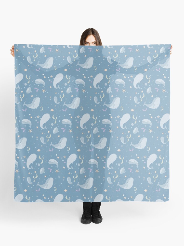 Thumbnail 1 of 3, Scarf, Under the sea whale pattern designed and sold by LeahIngledew.