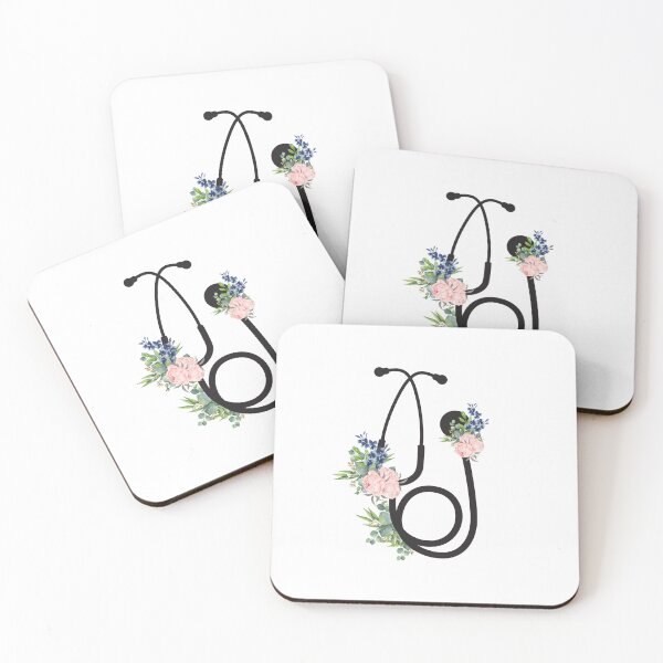 Item preview, Estetoscopio negro con flores. designed and sold by Preslava Genova.