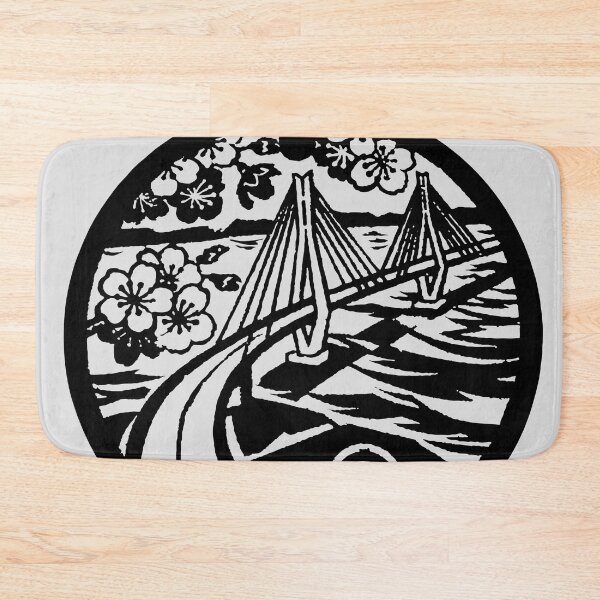 Item preview, Akashi Kaikyo bridge in Japan on manhole - Black designed and sold by mattraski.