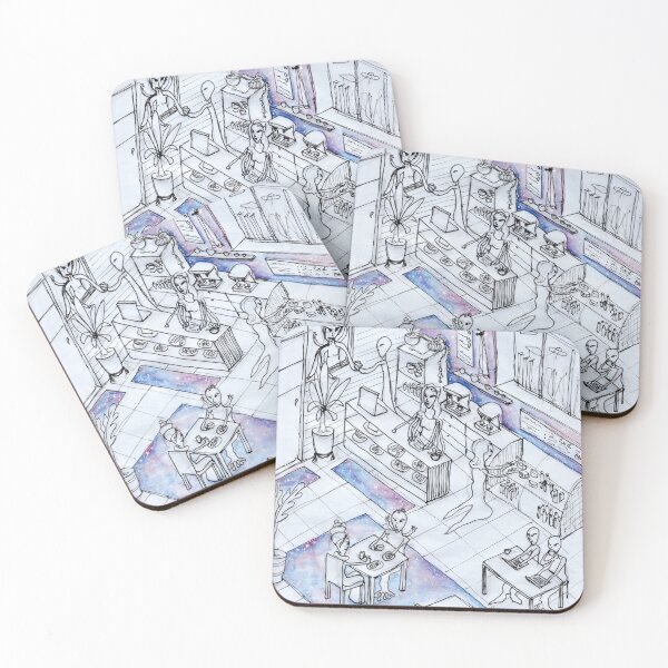 Item preview, Stellar Café - Ufos having coffee designed and sold by Cat-Art-Sis.